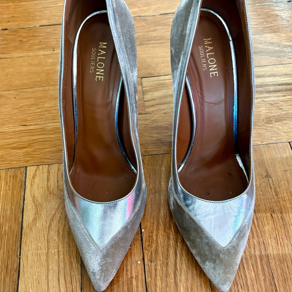 Malone Souliers Metallic Silver Heels